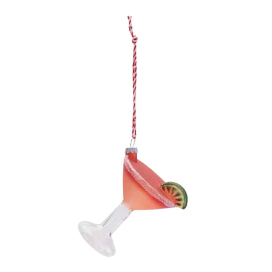 Melrose 3.75" Strawberry Margarita Glass Ornaments, 6ct.